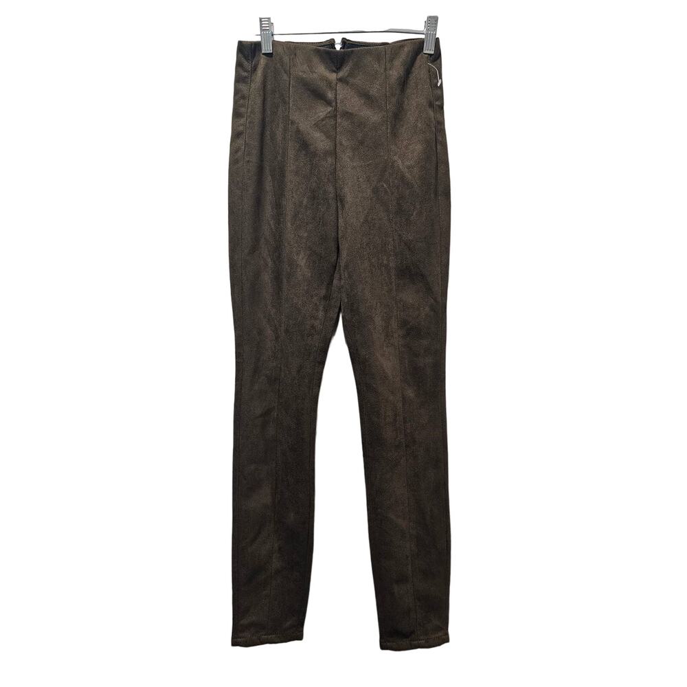 Blank NYC Pants High Waisted Size 25 Faux Suede Dark Green New